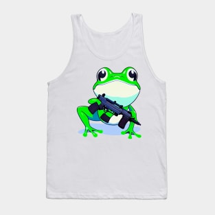 Cute Frog Holding Gun Tank Top